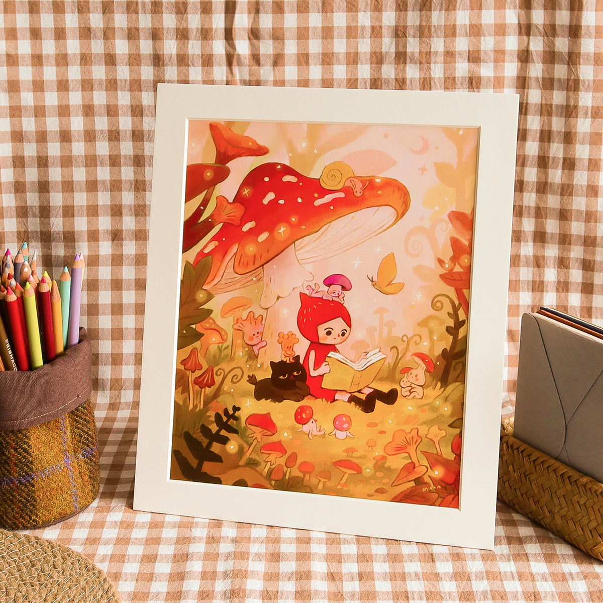 Tales under Mushroom - Art Print with Frame
