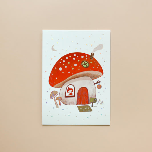 4x6" Mushroom House - Shimmer Mini Print