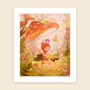 Tales under Mushroom - Art Print with Frame