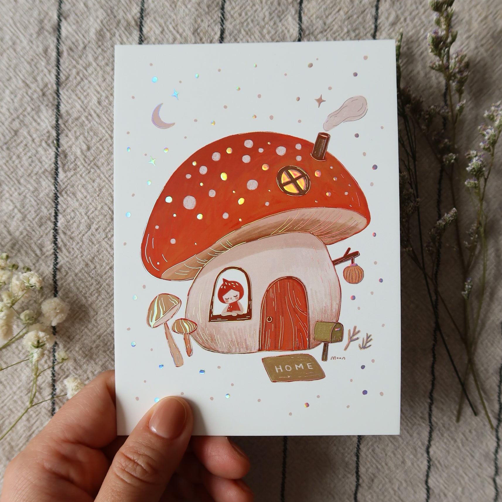 4x6" Mushroom House - Shimmer Mini Print