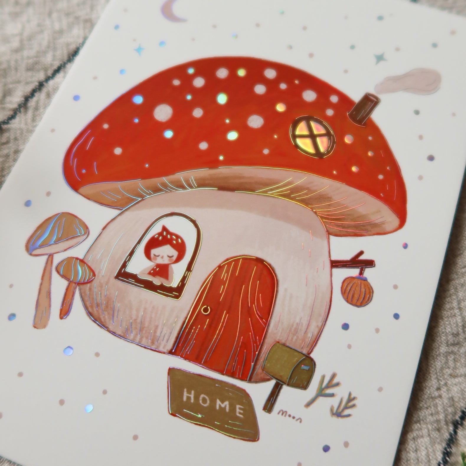 4x6" Mushroom House - Shimmer Mini Print