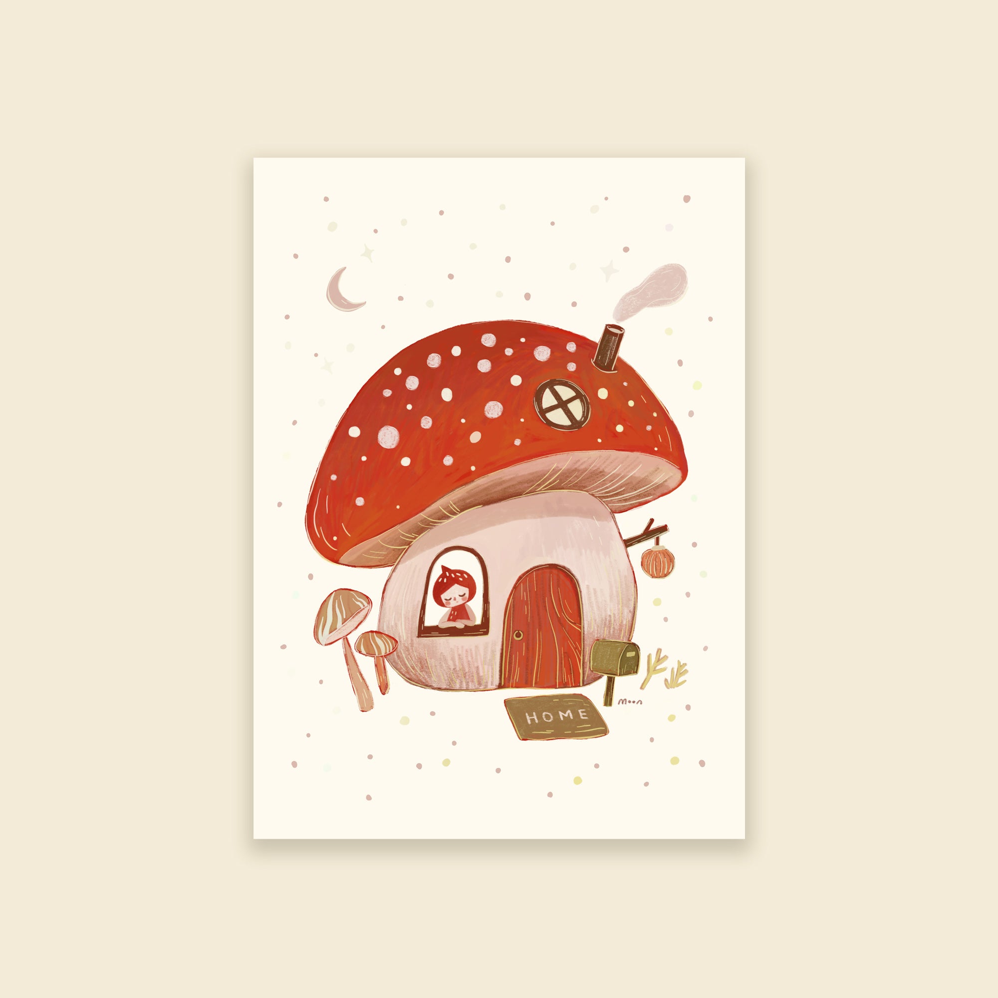 4x6" Mushroom House - Shimmer Mini Print