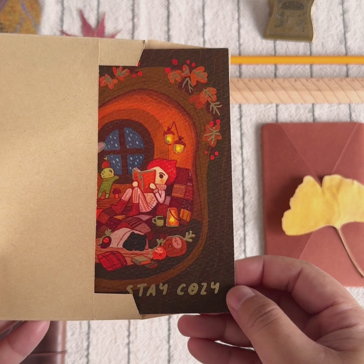 Load video: Stay Cozy - Greeting Card